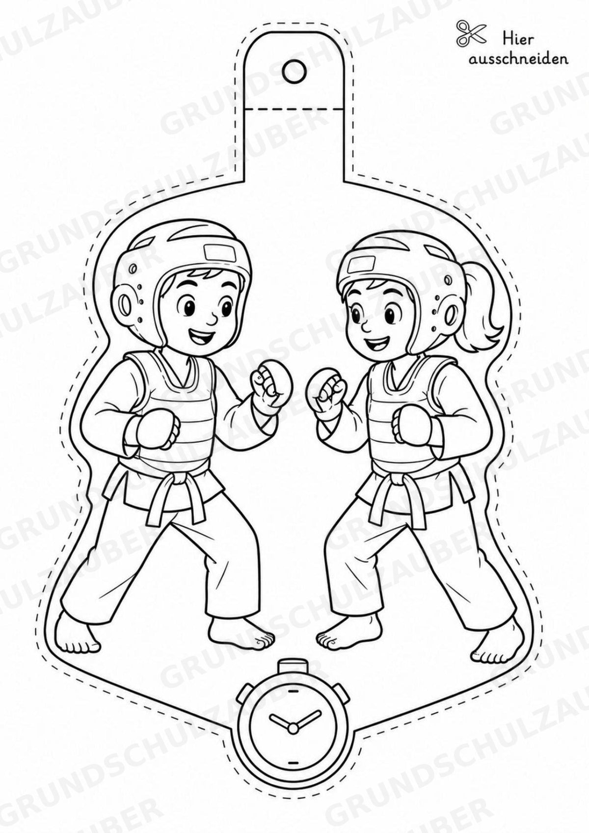 Taekwondo – Fensterdeko – Basteln – Ausmalbild – Ausschneiden – 15 Vorlagen – Materialseite 10