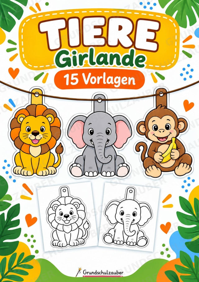 Tiere – Fensterdeko – Basteln – Ausmalbild – Ausschneiden – 15 Vorlagen – Cover