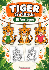 Tiger – Fensterdeko – Basteln – Ausmalbild – Ausschneiden – 15 Vorlagen – Cover