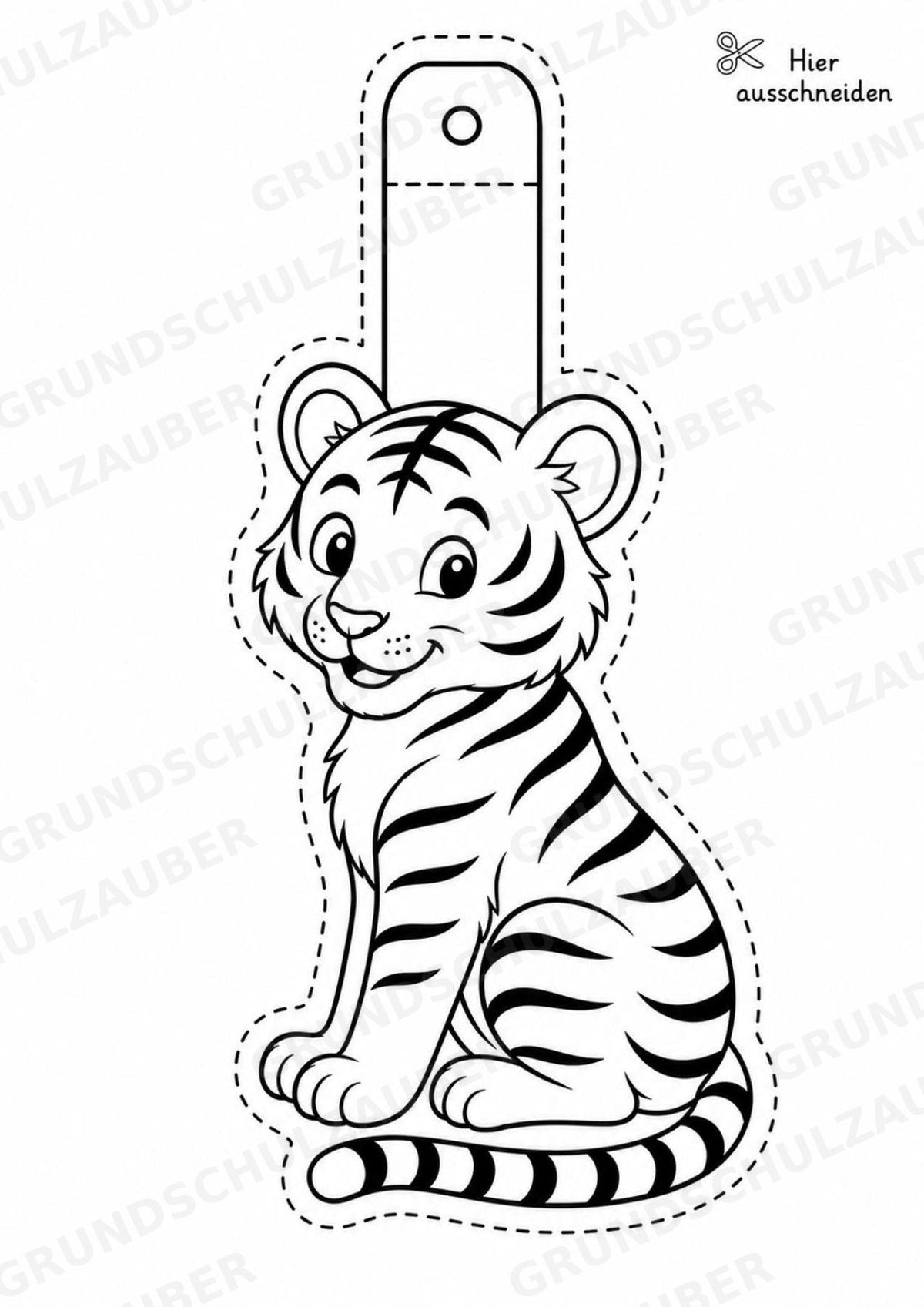 Tiger – Fensterdeko – Basteln – Ausmalbild – Ausschneiden – 15 Vorlagen – Materialseite 13