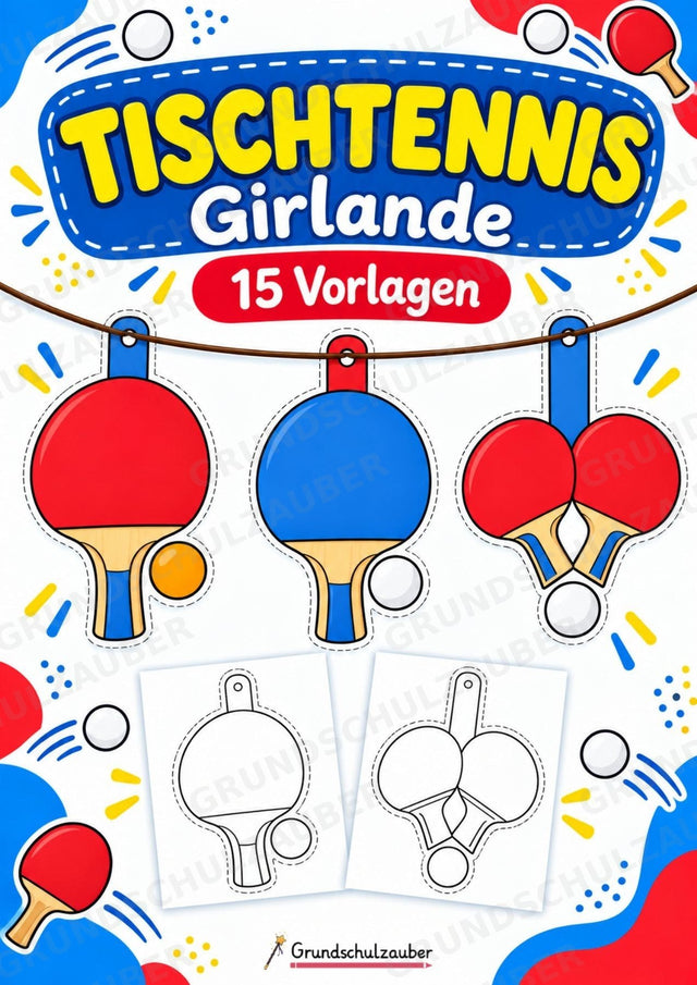 Tischtennis – Fensterdeko – Basteln – Ausmalbild – Ausschneiden – 15 Vorlagen – Cover