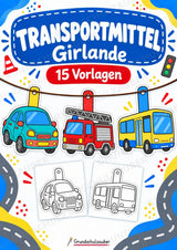 Transportmittel – Fensterdeko – Basteln – Ausmalbild – Ausschneiden – 15 Vorlagen – Cover