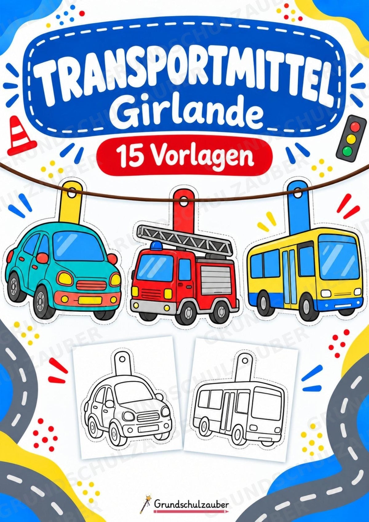 Transportmittel – Fensterdeko – Basteln – Ausmalbild – Ausschneiden – 15 Vorlagen – Cover