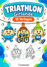 Triathlon – Fensterdeko – Basteln – Ausmalbild – Ausschneiden – 15 Vorlagen – Cover