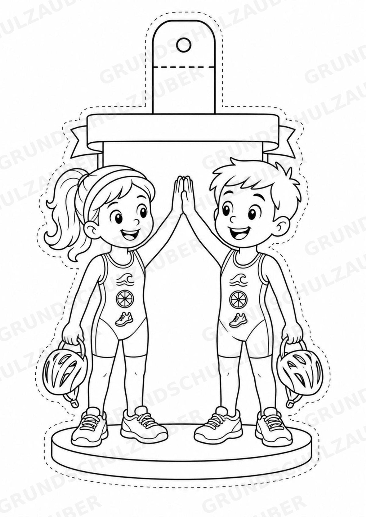 Triathlon – Fensterdeko – Basteln – Ausmalbild – Ausschneiden – 15 Vorlagen – Materialseite 16