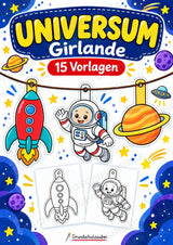 Universum – Fensterdeko – Basteln – Ausmalbild – Ausschneiden – 15 Vorlagen – Cover