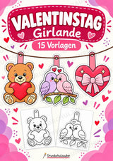 Valentinstag – Fensterdeko – Basteln – Ausmalbild – Ausschneiden – 15 Vorlagen – Cover