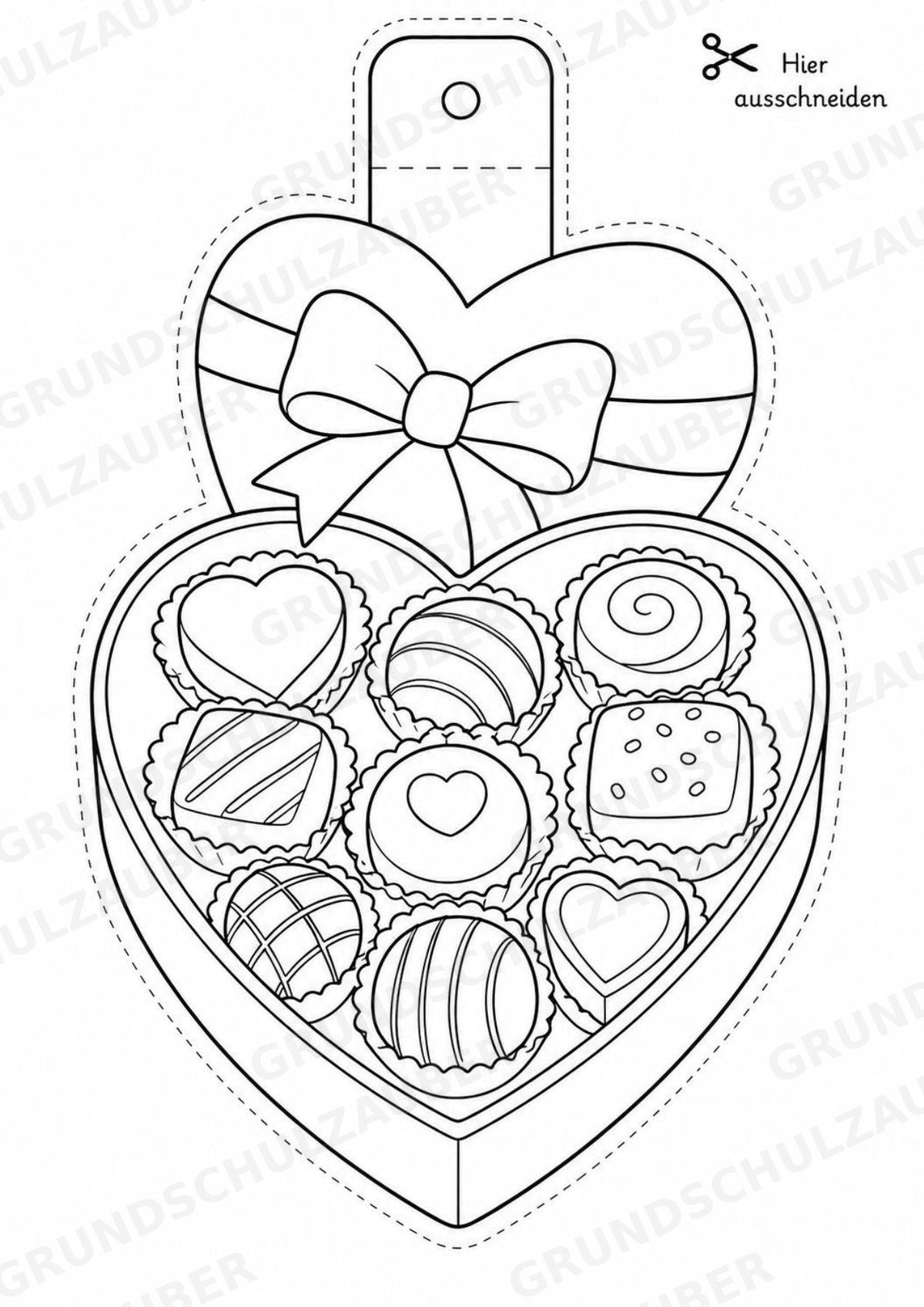 Valentinstag – Fensterdeko – Basteln – Ausmalbild – Ausschneiden – 15 Vorlagen – Materialseite 13