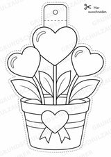 Valentinstag – Fensterdeko – Basteln – Ausmalbild – Ausschneiden – 15 Vorlagen – Materialseite 16
