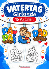 Vatertag – Fensterdeko – Basteln – Ausmalbild – Ausschneiden – 15 Vorlagen – Cover