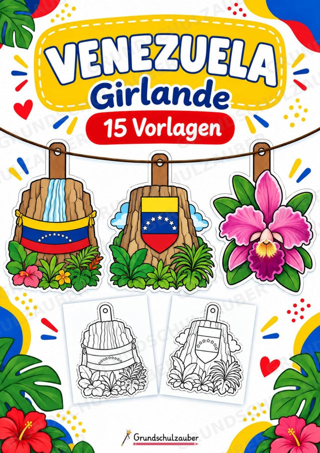 Venezuela – Fensterdeko – Basteln – Ausmalbild – Ausschneiden – 15 Vorlagen – Cover