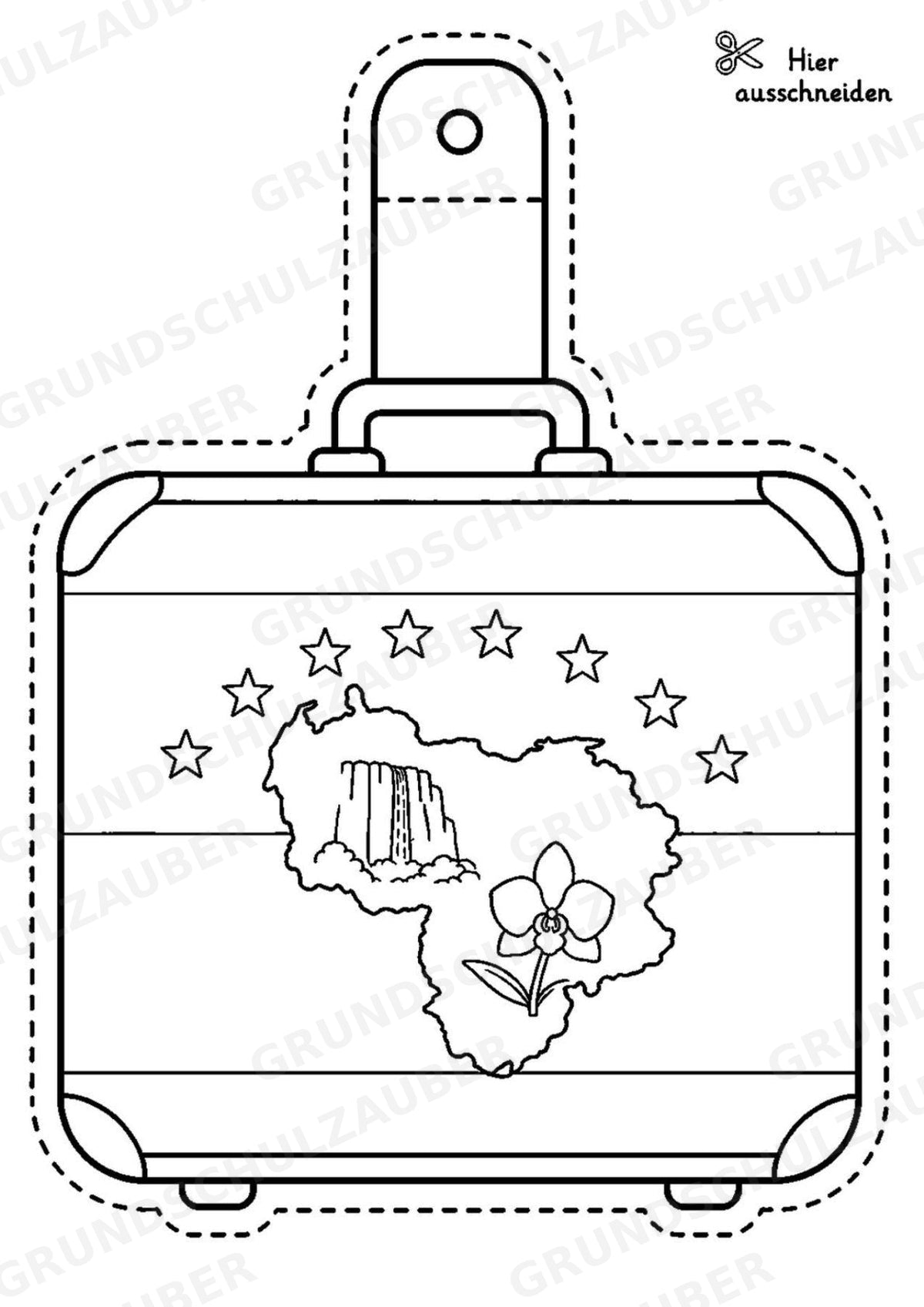 Venezuela – Fensterdeko – Basteln – Ausmalbild – Ausschneiden – 15 Vorlagen – Materialseite 16