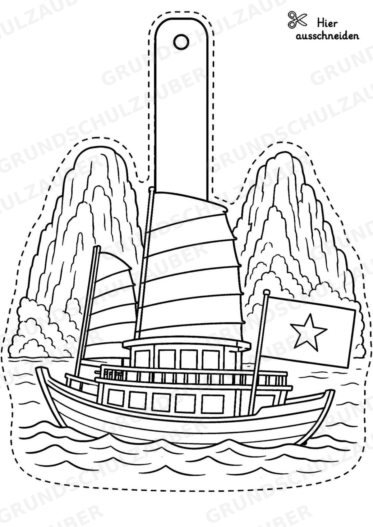 Vietnam – Fensterdeko – Basteln – Ausmalbild – Ausschneiden – 15 Vorlagen – Materialseite 3