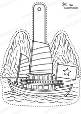 Vietnam – Fensterdeko – Basteln – Ausmalbild – Ausschneiden – 15 Vorlagen – Materialseite 3