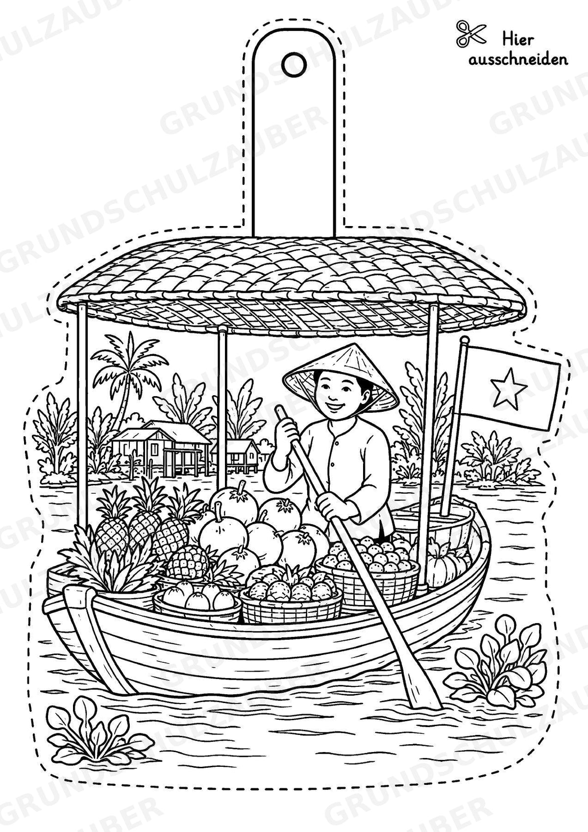 Vietnam – Fensterdeko – Basteln – Ausmalbild – Ausschneiden – 15 Vorlagen – Materialseite 11