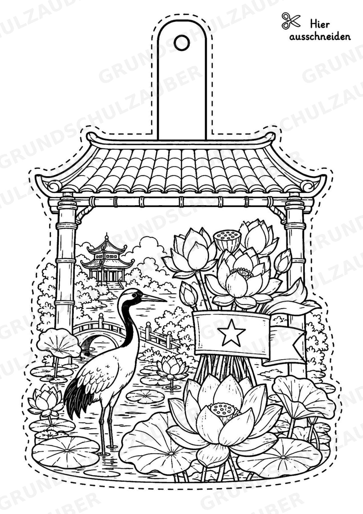 Vietnam – Fensterdeko – Basteln – Ausmalbild – Ausschneiden – 15 Vorlagen – Materialseite 12