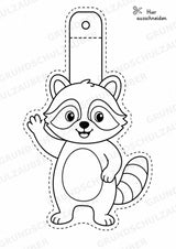 Waschbär – Fensterdeko – Basteln – Ausmalbild – Ausschneiden – 15 Vorlagen – Materialseite 2