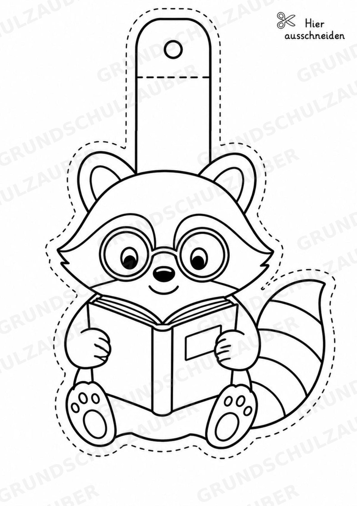 Waschbär – Fensterdeko – Basteln – Ausmalbild – Ausschneiden – 15 Vorlagen – Materialseite 4