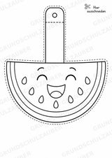 Wassermelone – Fensterdeko – Basteln – Ausmalbild – Ausschneiden – 15 Vorlagen – Materialseite 2