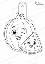 Wassermelone – Fensterdeko – Basteln – Ausmalbild – Ausschneiden – 15 Vorlagen – Materialseite 4