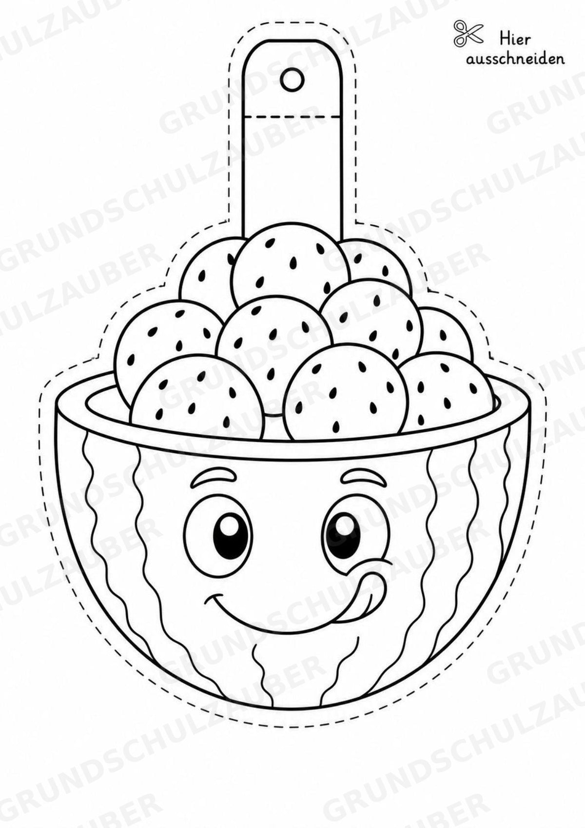 Wassermelone – Fensterdeko – Basteln – Ausmalbild – Ausschneiden – 15 Vorlagen – Materialseite 6