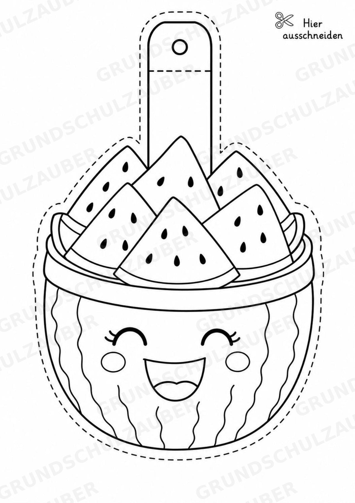 Wassermelone – Fensterdeko – Basteln – Ausmalbild – Ausschneiden – 15 Vorlagen – Materialseite 8