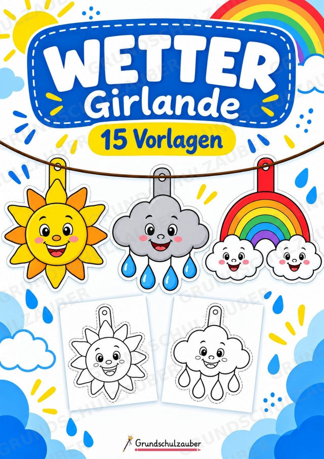 Wetter – Fensterdeko – Basteln – Ausmalbild – Ausschneiden – 15 Vorlagen – Cover