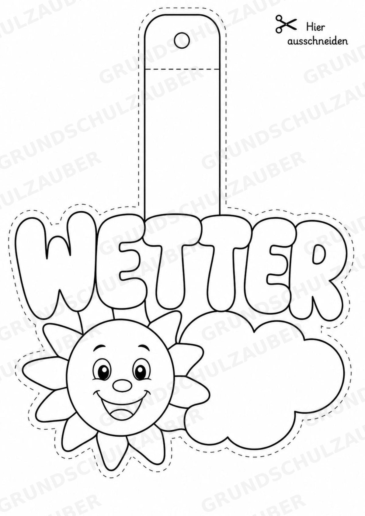Wetter – Fensterdeko – Basteln – Ausmalbild – Ausschneiden – 15 Vorlagen – Materialseite 16