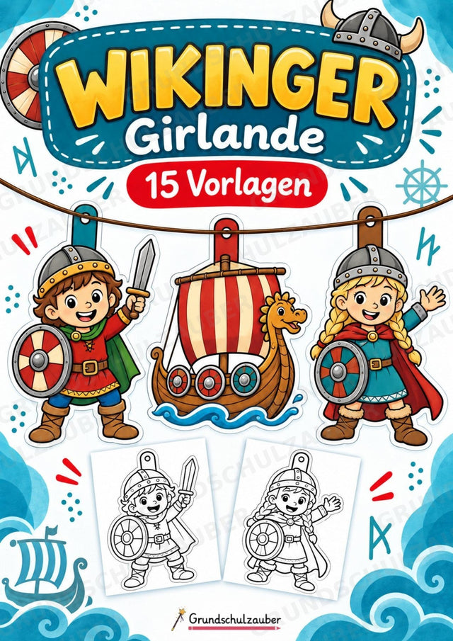 Wikinger – Fensterdeko – Basteln – Ausmalbild – Ausschneiden – 15 Vorlagen – Cover