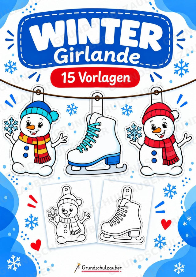 Winter – Fensterdeko – Basteln – Ausmalbild – Ausschneiden – 15 Vorlagen – Cover