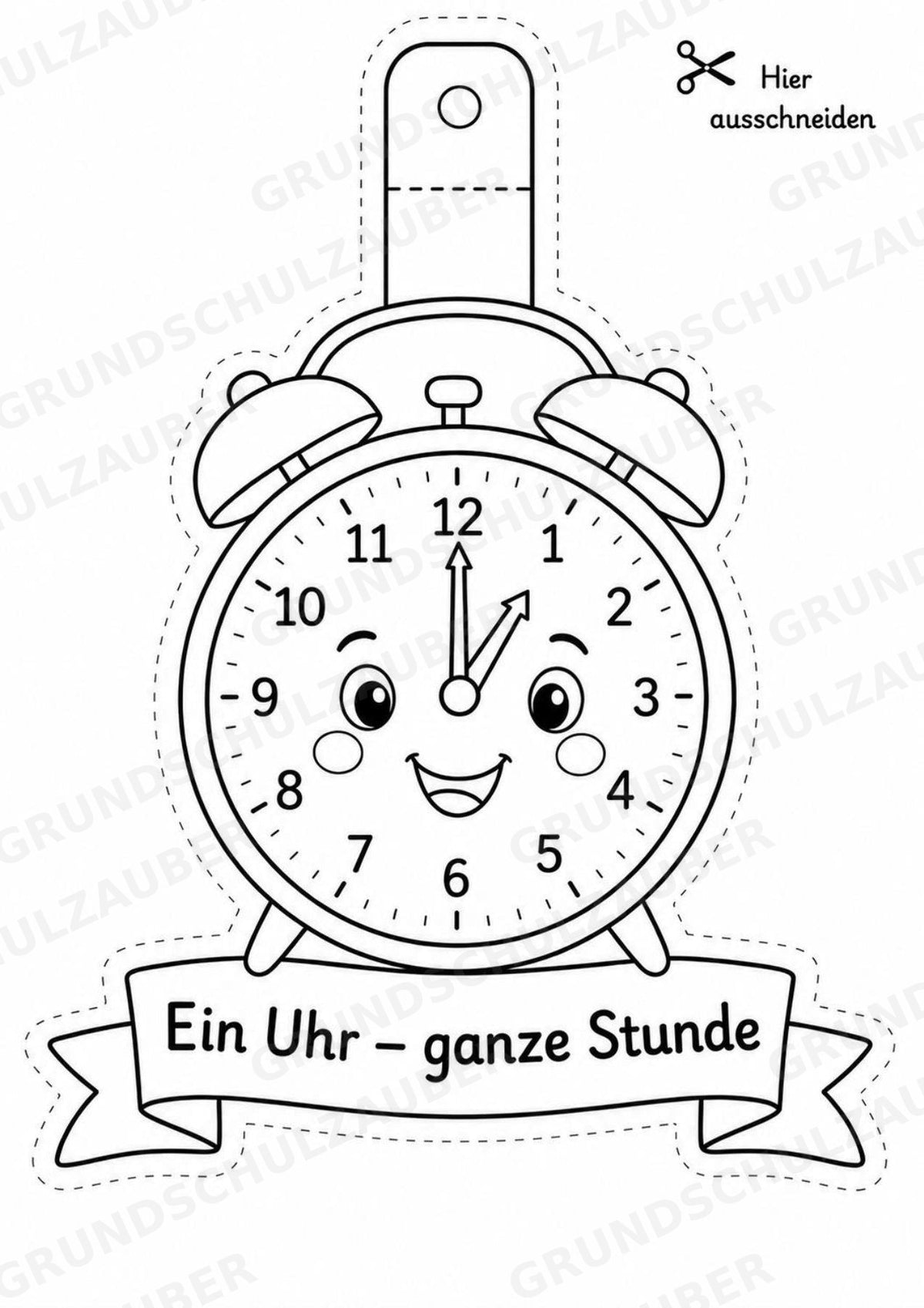 Wir lernen die Uhr – Fensterdeko – Basteln – Ausmalbild – Ausschneiden – 15 Vorlagen – Materialseite 2