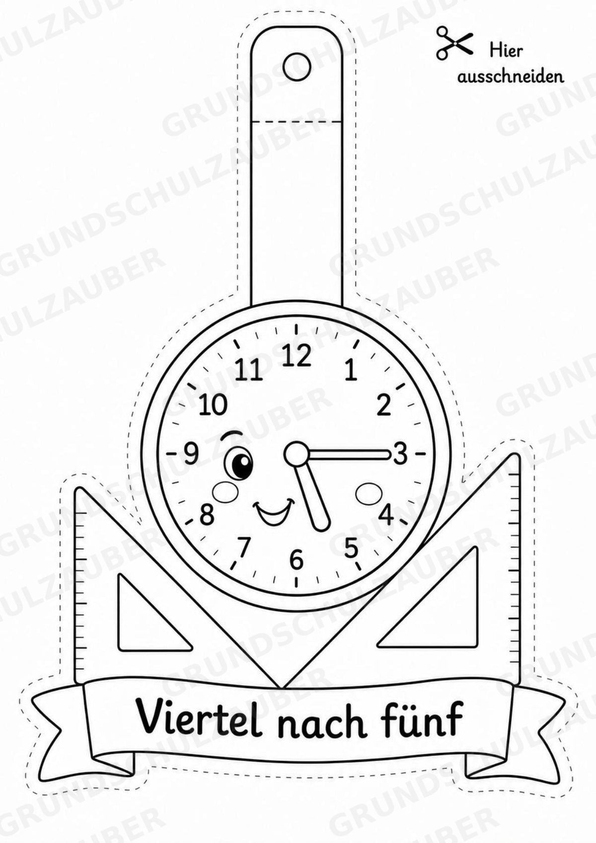 Wir lernen die Uhr – Fensterdeko – Basteln – Ausmalbild – Ausschneiden – 15 Vorlagen – Materialseite 7