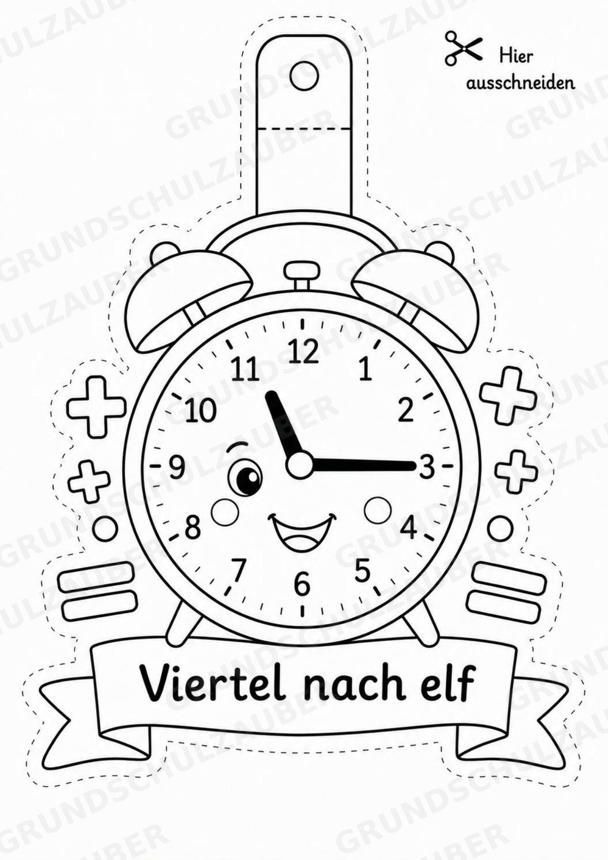 Wir lernen die Uhr – Fensterdeko – Basteln – Ausmalbild – Ausschneiden – 15 Vorlagen – Materialseite 9