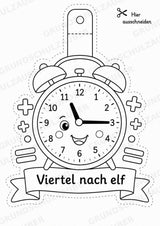 Wir lernen die Uhr – Fensterdeko – Basteln – Ausmalbild – Ausschneiden – 15 Vorlagen – Materialseite 9