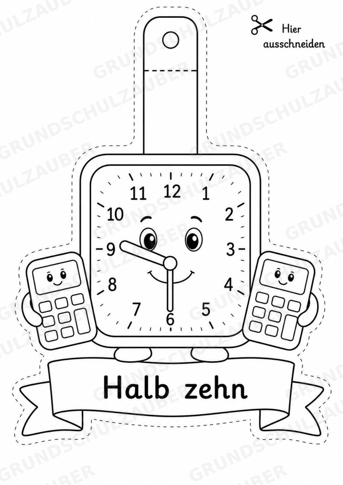 Wir lernen die Uhr – Fensterdeko – Basteln – Ausmalbild – Ausschneiden – 15 Vorlagen – Materialseite 12