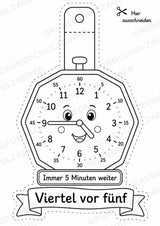 Wir lernen die Uhr – Fensterdeko – Basteln – Ausmalbild – Ausschneiden – 15 Vorlagen – Materialseite 14