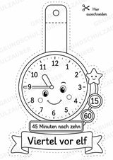 Wir lernen die Uhr – Fensterdeko – Basteln – Ausmalbild – Ausschneiden – 15 Vorlagen – Materialseite 16