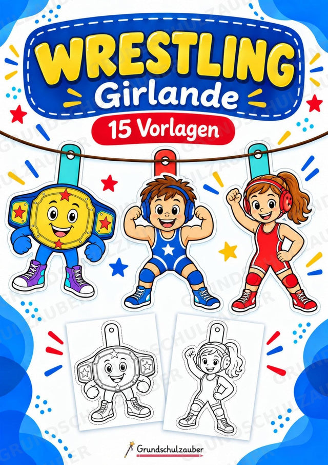 Wrestling – Fensterdeko – Basteln – Ausmalbild – Ausschneiden – 15 Vorlagen – Cover
