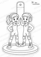 Wrestling – Fensterdeko – Basteln – Ausmalbild – Ausschneiden – 15 Vorlagen – Materialseite 16