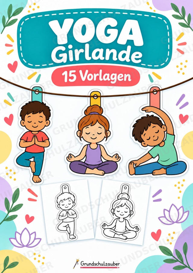 Yoga – Fensterdeko – Basteln – Ausmalbild – Ausschneiden – 15 Vorlagen – Cover