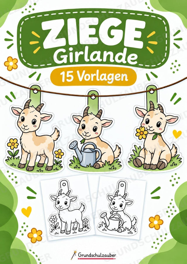Ziege – Fensterdeko – Basteln – Ausmalbild – Ausschneiden – 15 Vorlagen – Cover