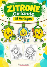 Zitrone – Fensterdeko – Basteln – Ausmalbild – Ausschneiden – 15 Vorlagen – Cover