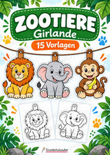 Zootiere – Fensterdeko – Basteln – Ausmalbild – Ausschneiden – 15 Vorlagen – Cover
