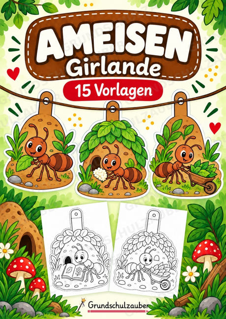 Ameisen – Fensterdeko – Basteln – Ausmalbild – Ausschneiden – 15 Vorlagen – Cover