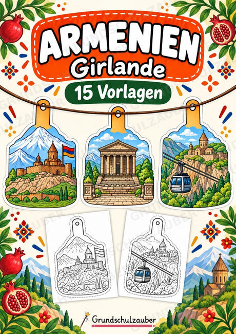 Armenien – Fensterdeko – Basteln – Ausmalbild – Ausschneiden – 15 Vorlagen – Cover