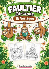 Faultier – Fensterdeko – Basteln – Ausmalbild – Ausschneiden – 15 Vorlagen – Cover