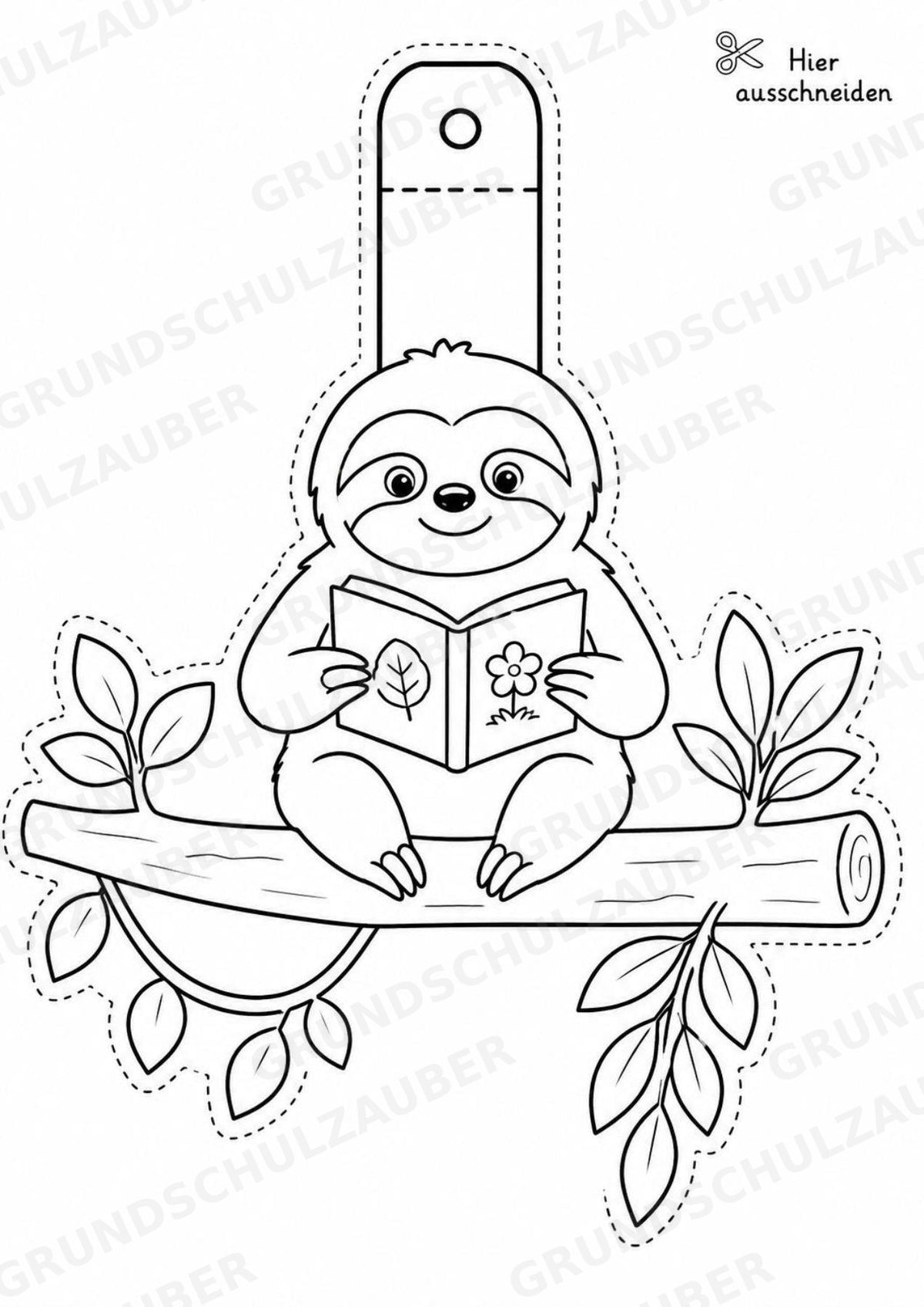 Faultier – Fensterdeko – Basteln – Ausmalbild – Ausschneiden – 15 Vorlagen – Materialseite 3