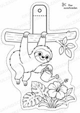 Faultier – Fensterdeko – Basteln – Ausmalbild – Ausschneiden – 15 Vorlagen – Materialseite 4