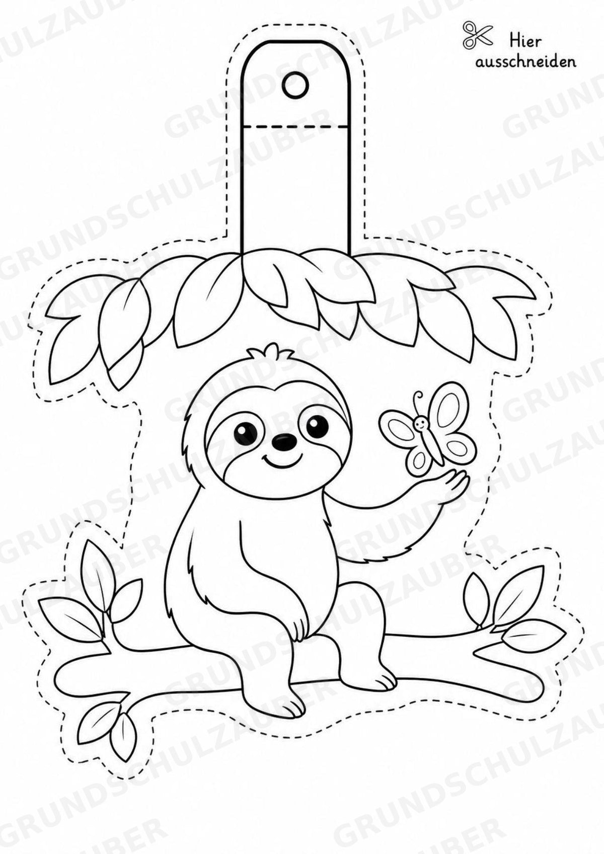 Faultier – Fensterdeko – Basteln – Ausmalbild – Ausschneiden – 15 Vorlagen – Materialseite 12