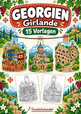 Georgien – Fensterdeko – Basteln – Ausmalbild – Ausschneiden – 15 Vorlagen – Cover